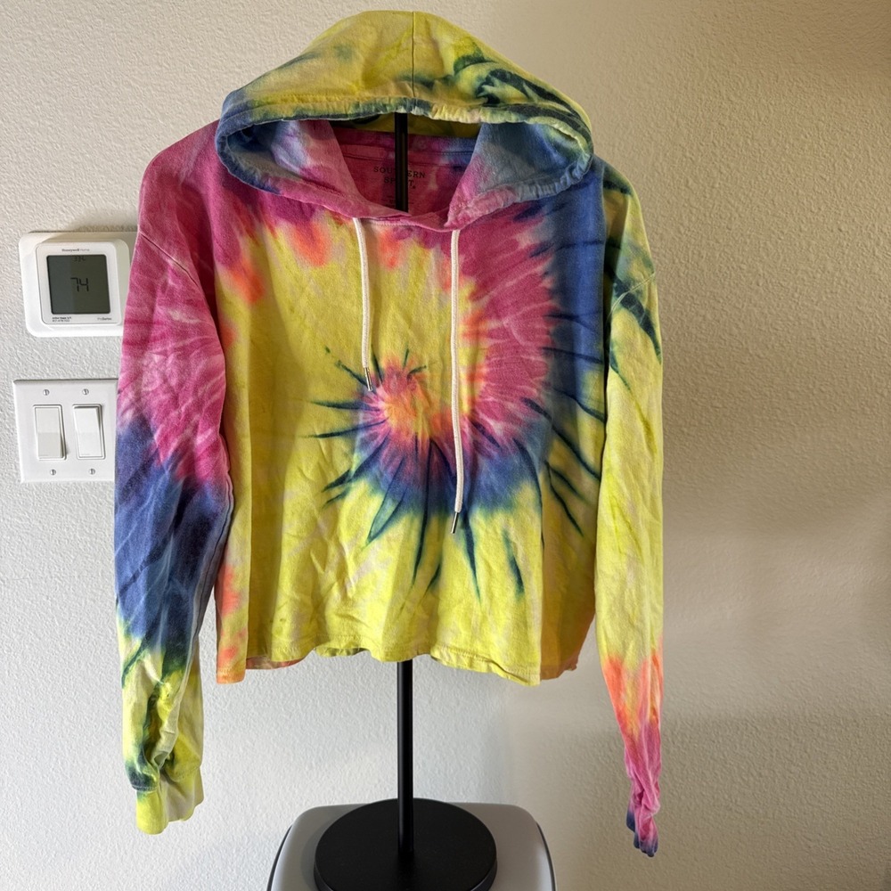 SOUTHERN SPIRIT Women's Tie-Dye Hoodie‎ Cropped Size Medium